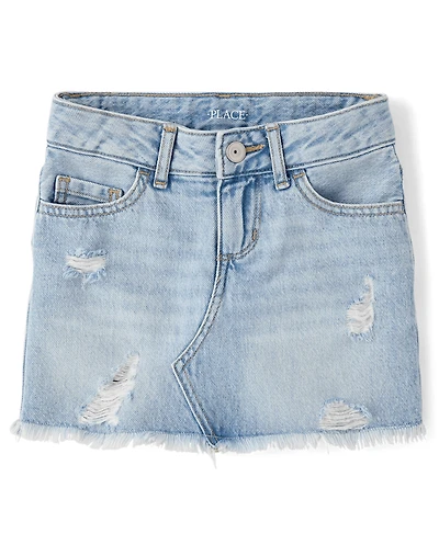 Girls Ripped Denim Skort