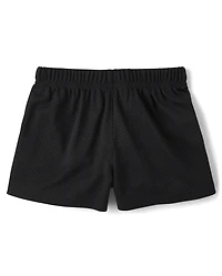 Girls Quick Dry Side Stripe Mesh Lined Active Shorts