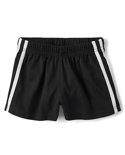 Girls Quick Dry Side Stripe Mesh Lined Active Shorts