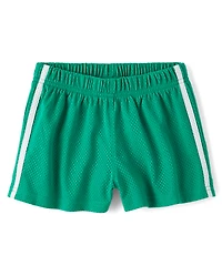 Girls Quick Dry Side Stripe Mesh Lined Active Shorts