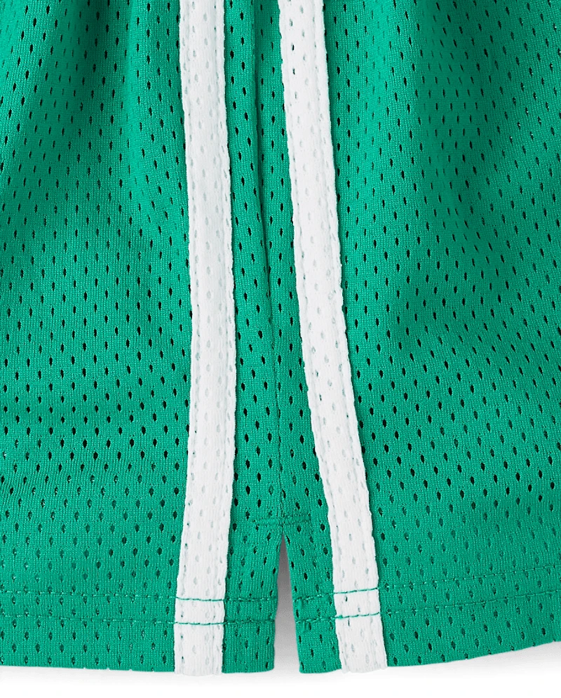Girls Quick Dry Side Stripe Mesh Lined Active Shorts