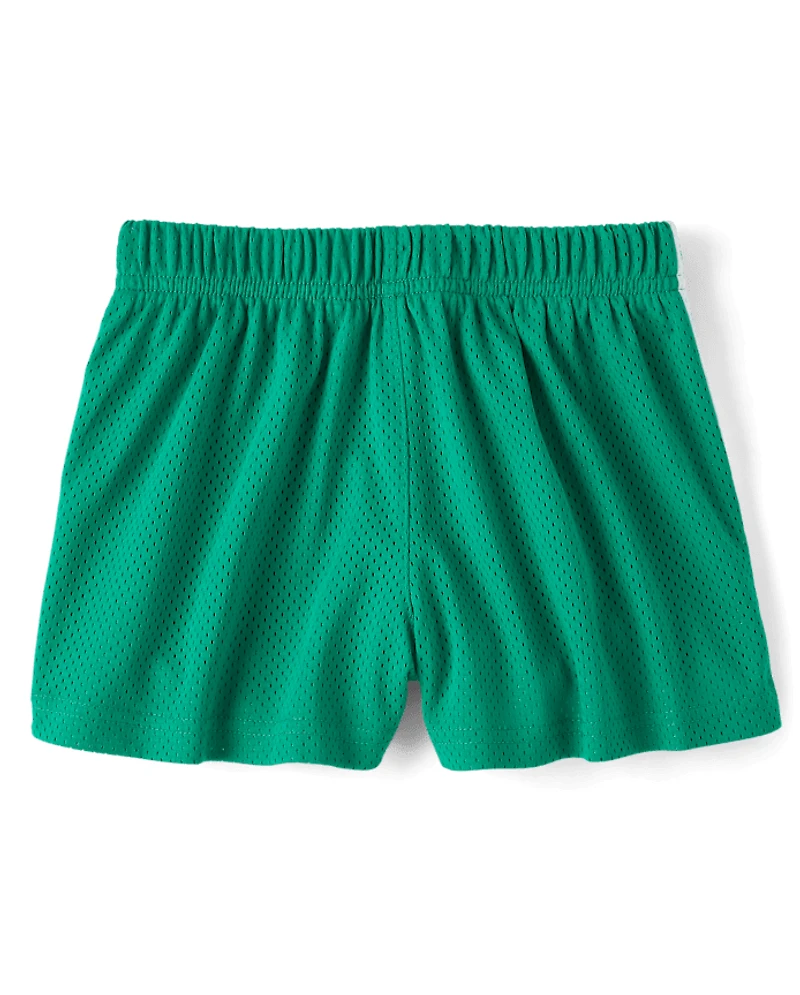 Girls Quick Dry Side Stripe Mesh Lined Active Shorts