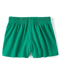 Girls Quick Dry Side Stripe Mesh Lined Active Shorts