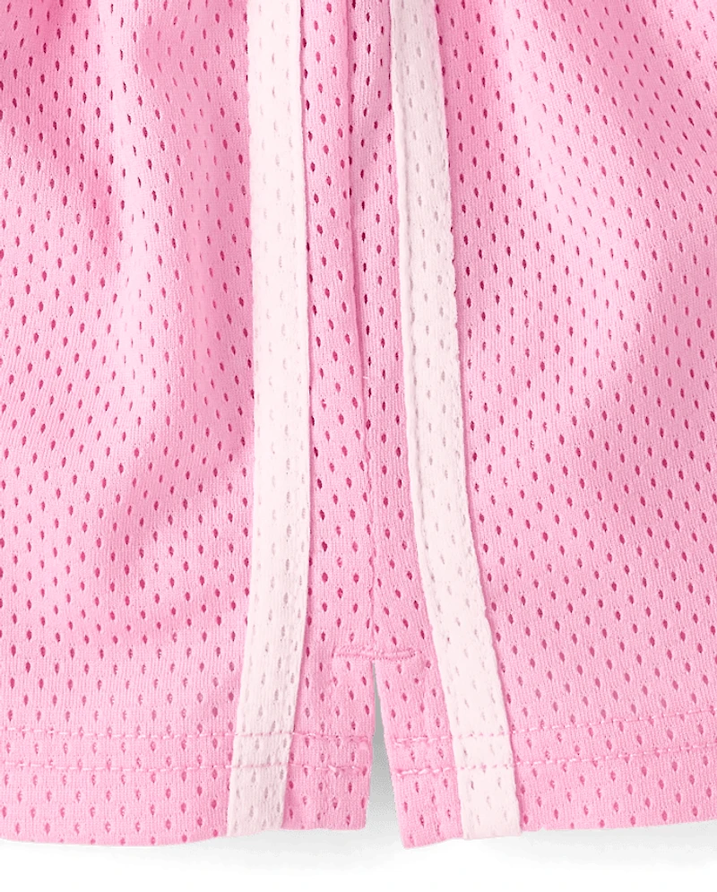 Girls Quick Dry Side Stripe Mesh Lined Active Shorts