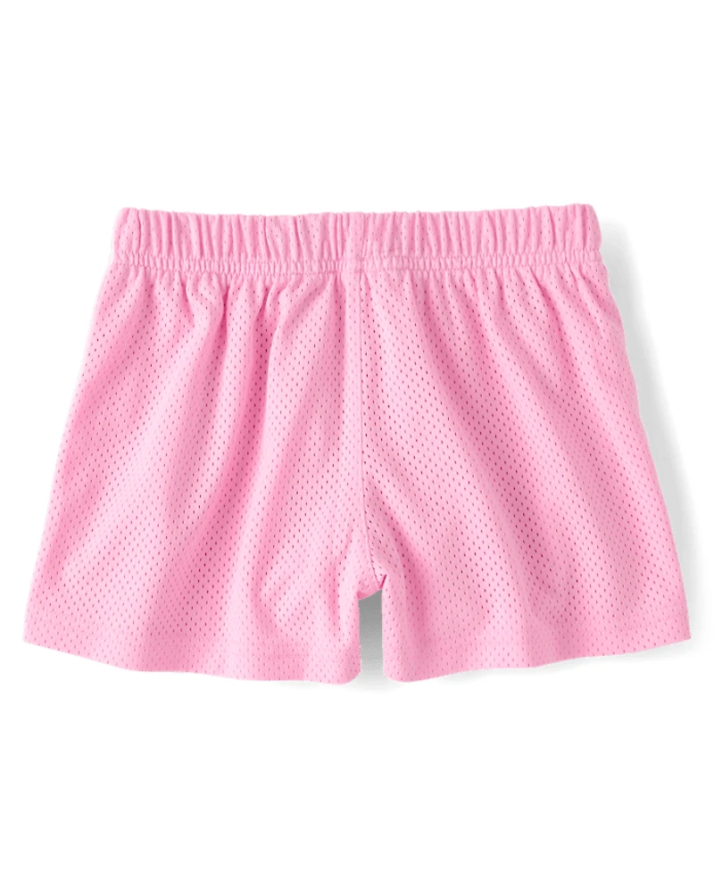Girls Quick Dry Side Stripe Mesh Lined Active Shorts