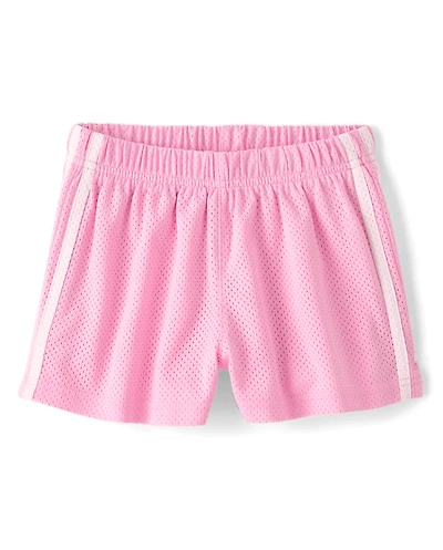 Girls Quick Dry Side Stripe Mesh Lined Active Shorts