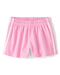 Girls Quick Dry Side Stripe Mesh Lined Active Shorts