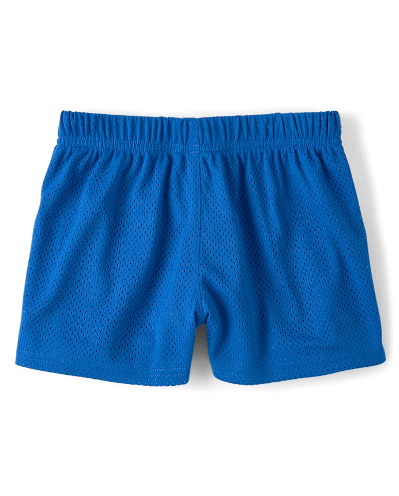 Girls Quick Dry Side Stripe Mesh Lined Active Shorts