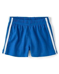 Girls Quick Dry Side Stripe Mesh Lined Active Shorts