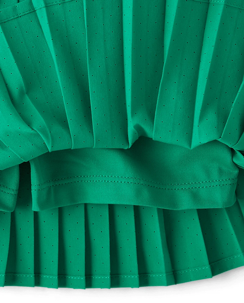 Girls Quick Dry Perforated High Rise Pleated Skort