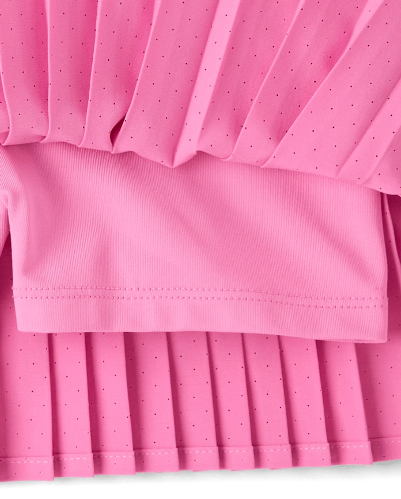 Girls Quick Dry Perforated High Rise Pleated Skort