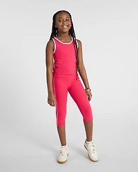 Girls Contrast Ribbed Capri Leggings