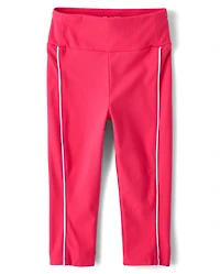 Girls Contrast Ribbed Capri Leggings