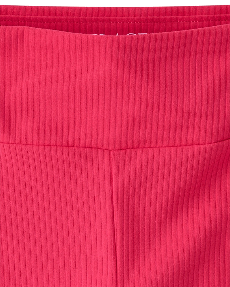 Girls Contrast Ribbed Capri Leggings