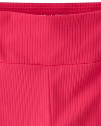 Girls Contrast Ribbed Capri Leggings