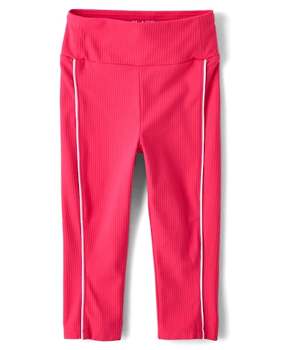 Girls Contrast Ribbed Capri Leggings