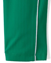 Girls Contrast Ribbed Capri Leggings