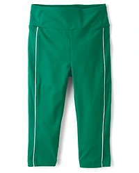 Girls Contrast Ribbed Capri Leggings