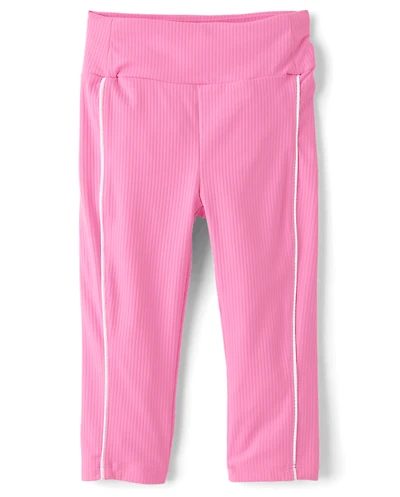 Girls Contrast Ribbed Capri Leggings
