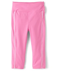 Girls Contrast Ribbed Capri Leggings