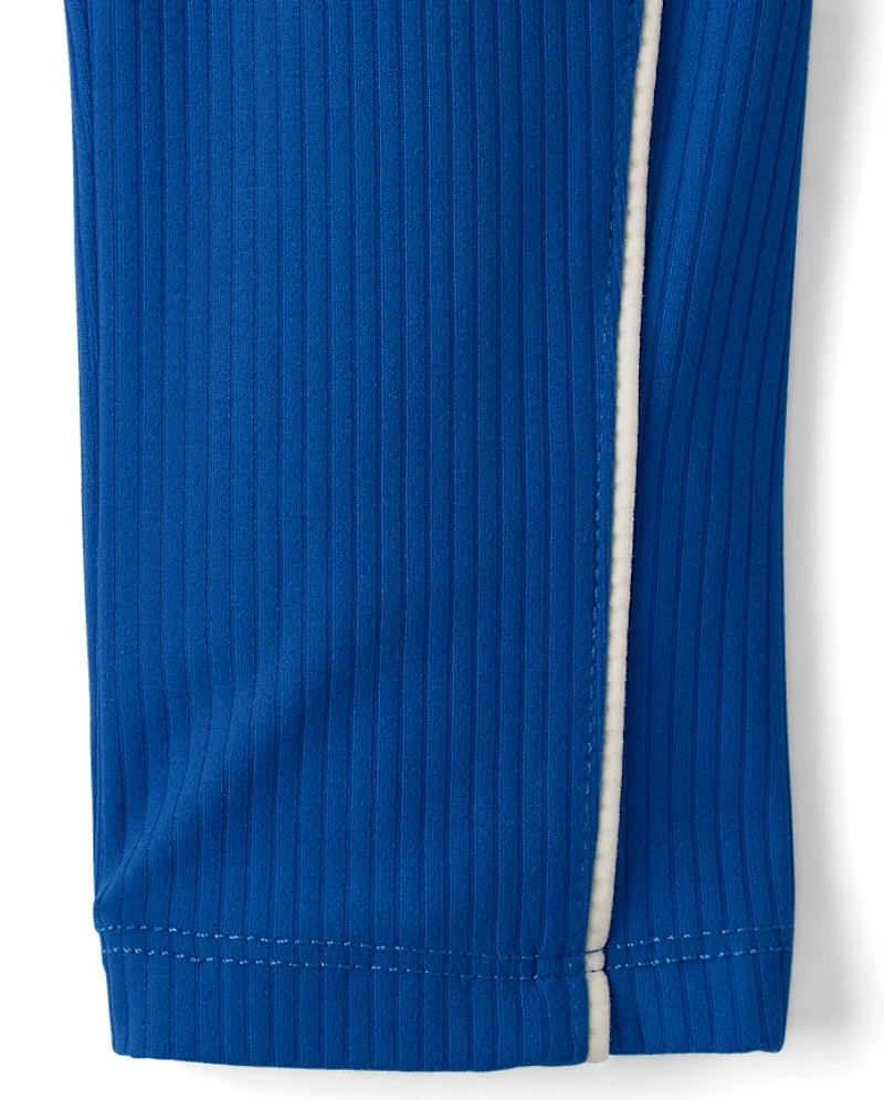 Girls Contrast Ribbed Capri Leggings