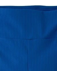 Girls Contrast Ribbed Capri Leggings