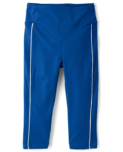 Girls Contrast Ribbed Capri Leggings