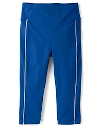 Girls Contrast Ribbed Capri Leggings