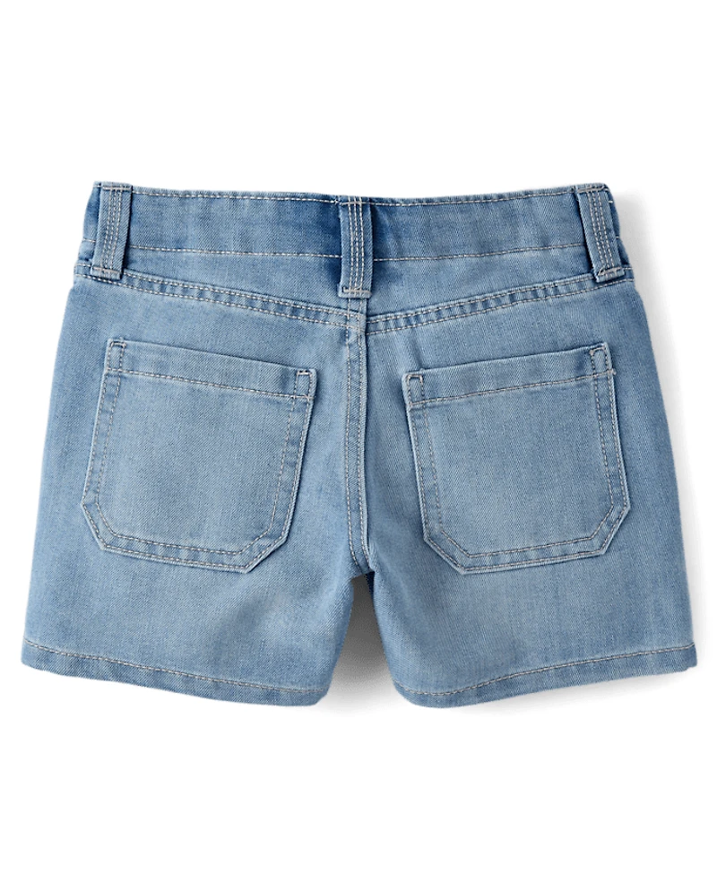 Girls Hello Kitty® Embroidered Midi Jean Shorts