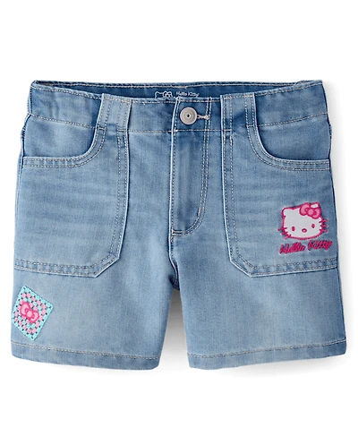 Girls Hello Kitty® Embroidered Midi Jean Shorts