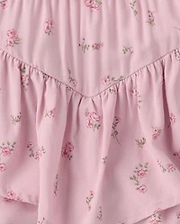 Girls Floral Tiered Flowy Skort