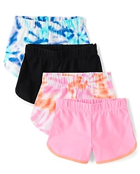 Girls Tie Dye Dolphin Shorts 4-Pack