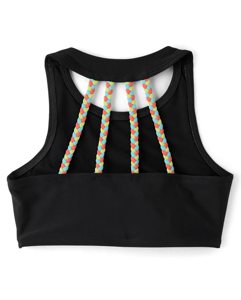 Girls Contrast Braided Tankini Swimsuit