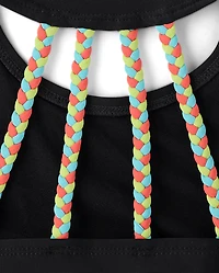 Girls Contrast Braided Tankini Swimsuit