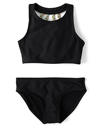 Girls Contrast Braided Tankini Swimsuit
