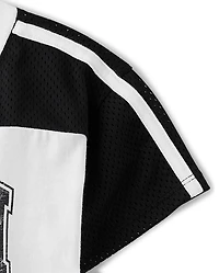 Girls Quick Dry Graphic Mesh Cropped Football Tee