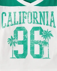 Girls Quick Dry Graphic Mesh Cropped Football Tee