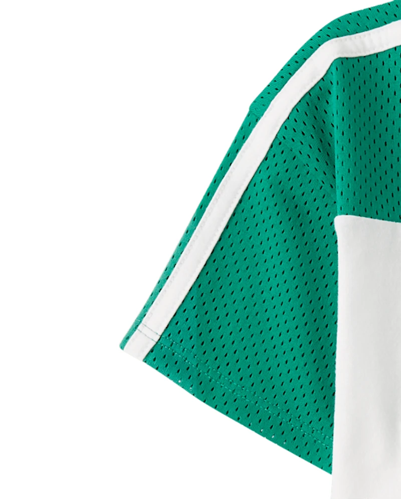 Girls Quick Dry Graphic Mesh Cropped Football Tee