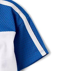 Girls Quick Dry Graphic Mesh Cropped Football Tee