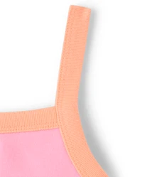 Girls Colorblock Ribbed Graphic Tank Top