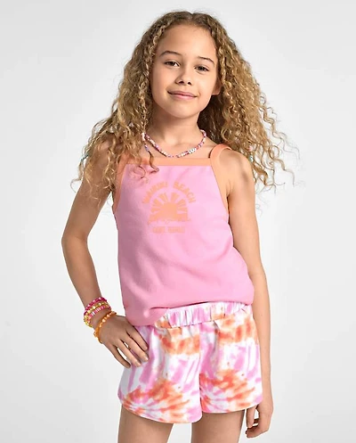 Girls Colorblock Ribbed Graphic Tank Top