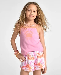 Girls Colorblock Ribbed Graphic Tank Top