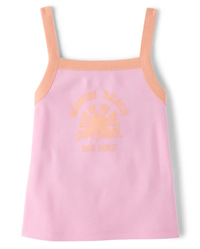 Girls Colorblock Ribbed Graphic Tank Top