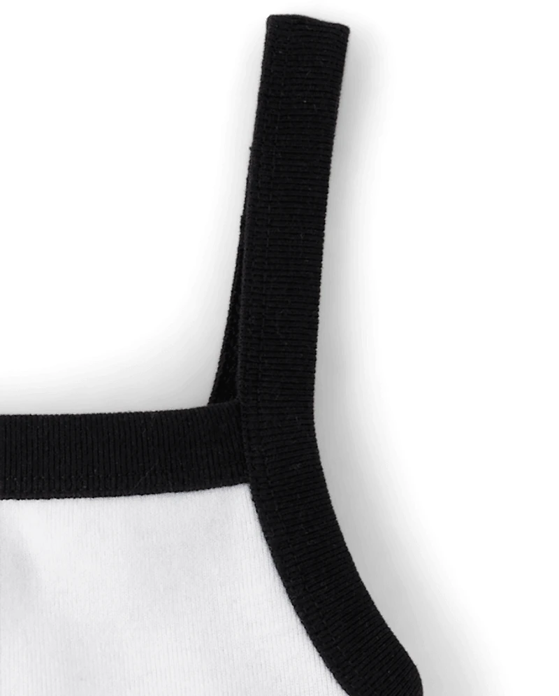 Girls Colorblock Ribbed Graphic Tank Top