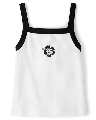 Girls Colorblock Ribbed Graphic Tank Top