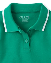 Girls Contrast Ribbed Polo