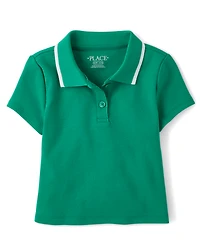 Girls Contrast Ribbed Polo