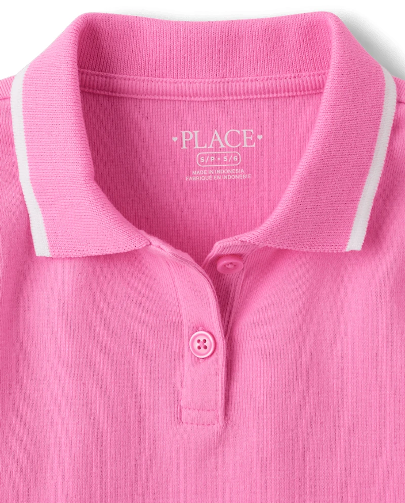 Girls Contrast Ribbed Polo