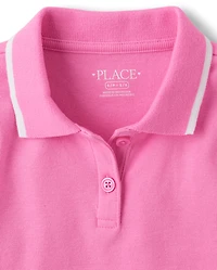 Girls Contrast Ribbed Polo