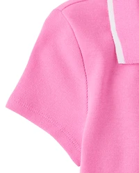 Girls Contrast Ribbed Polo